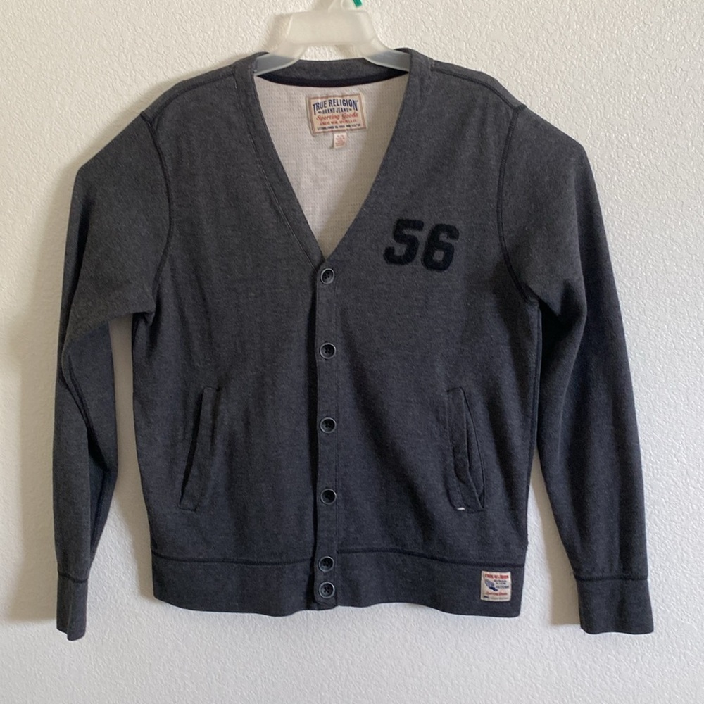 True Religion Charcoal Gray Cardigan Size XL
